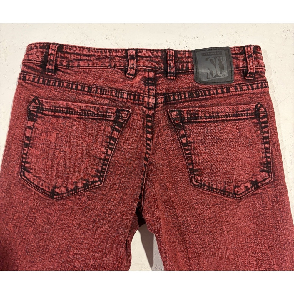 Social Collision Rude Skinny Jeans Red Black Acid Wash Punk Emo Denim 30x32 - Picture 11 of 11